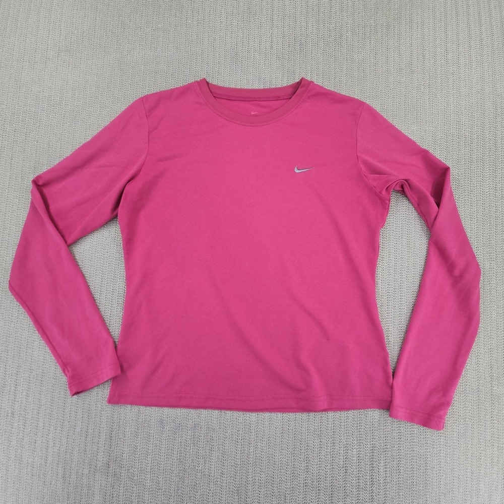 Nike Shirt Womens Medium Pink Dri-FIT Long Sleeve Athletic Training Running‎ Gym
